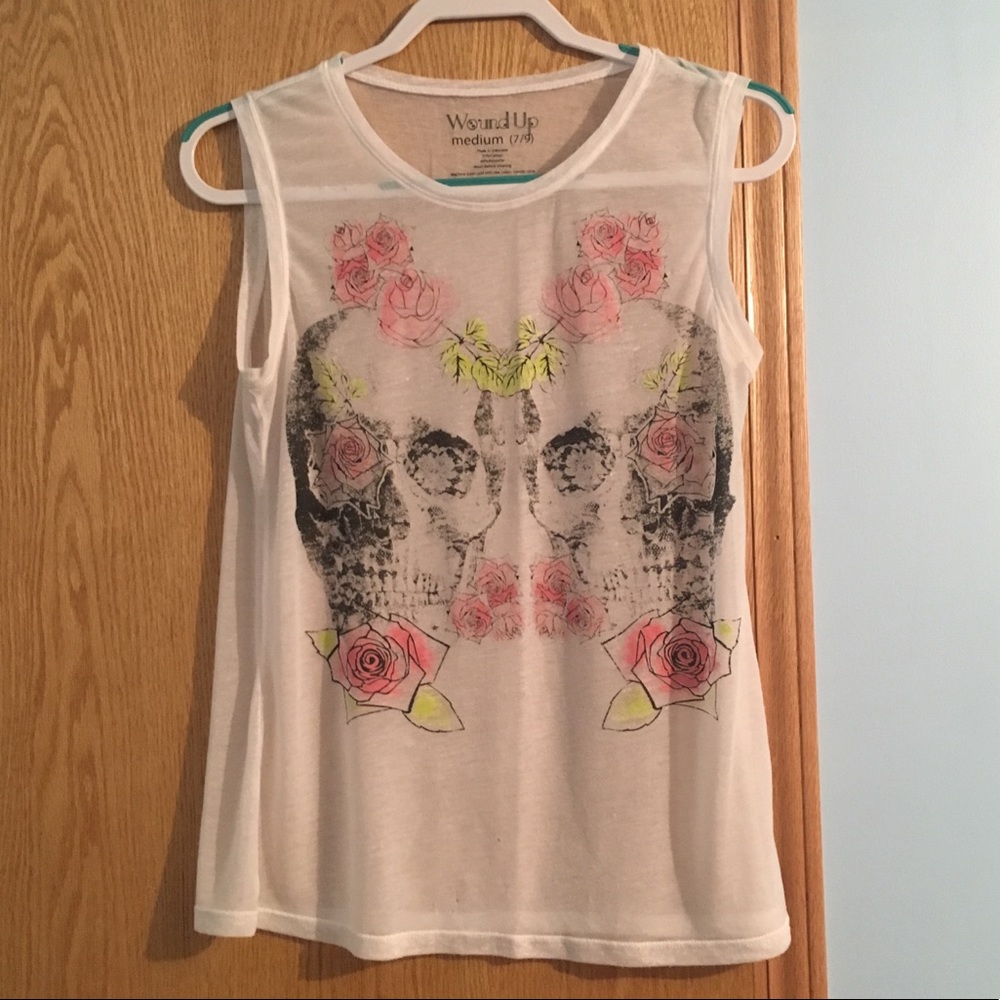 Sheer Skulls and Roses tank top